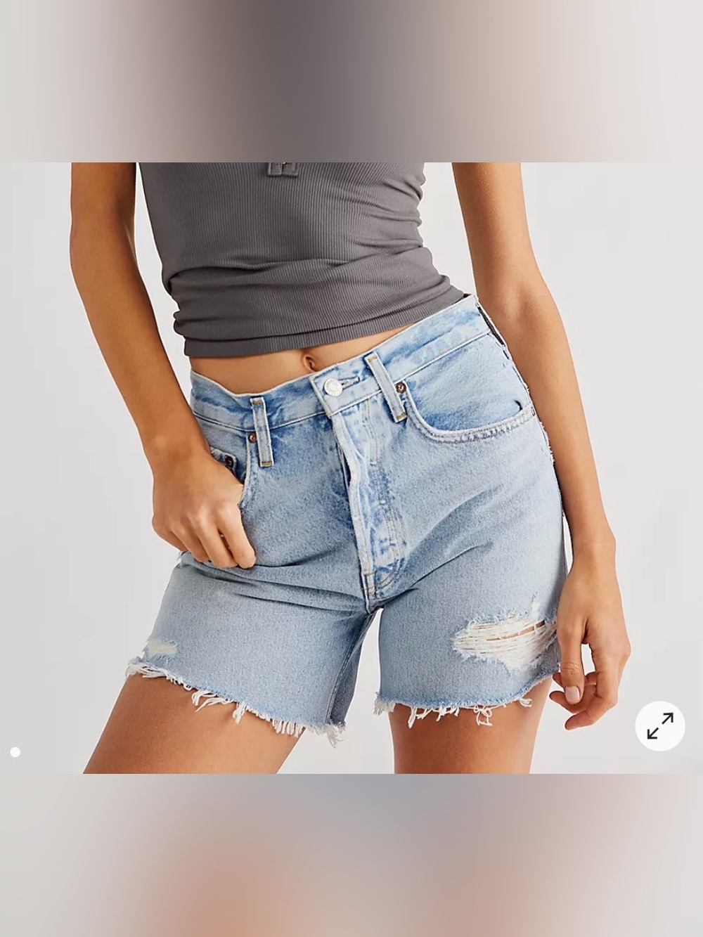AGOLDE Riley Shorts Groove High Rise Denim Cut Off Raw Hem Vintage
